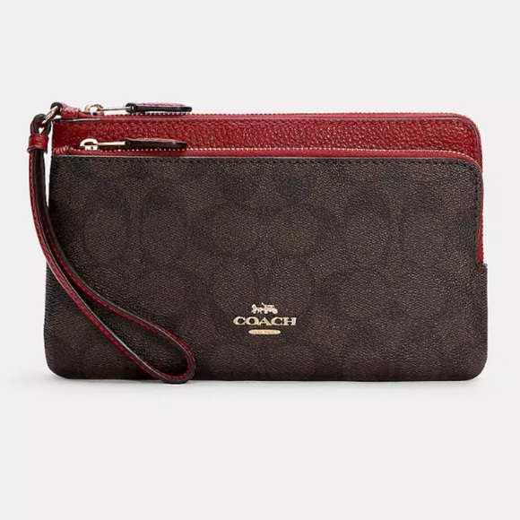 Double Zip Wallet In Signature Canvas COACH - Picture 1 of 3